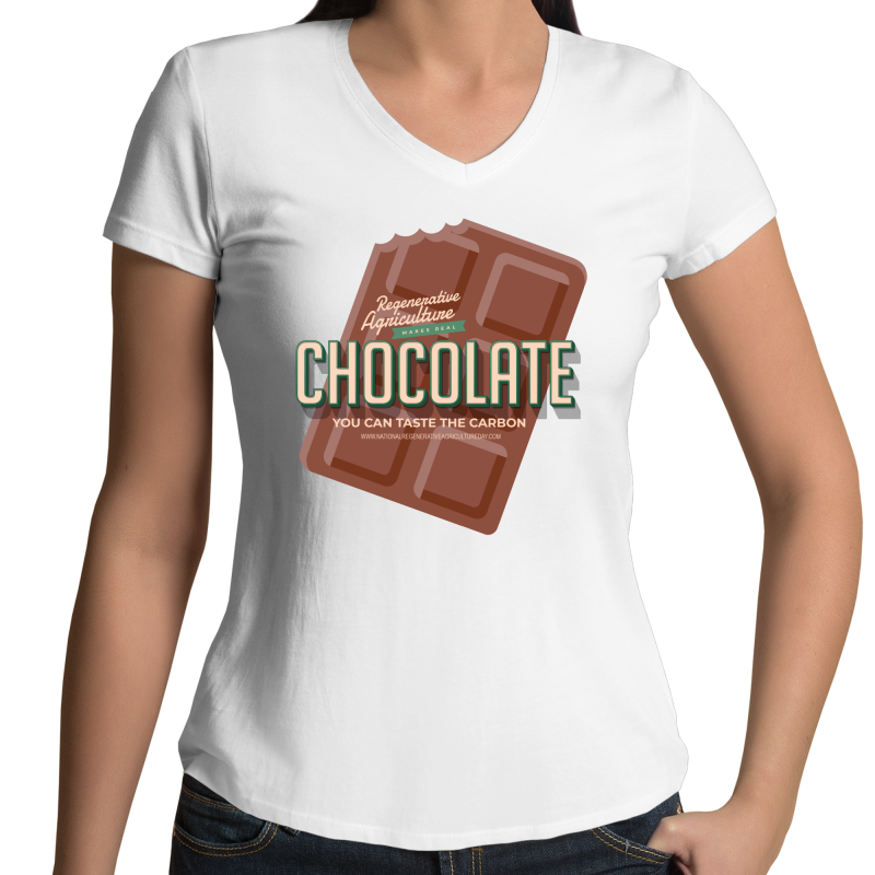 'Choco'  AS Colour Bevel - Womens V-Neck T-Shirt