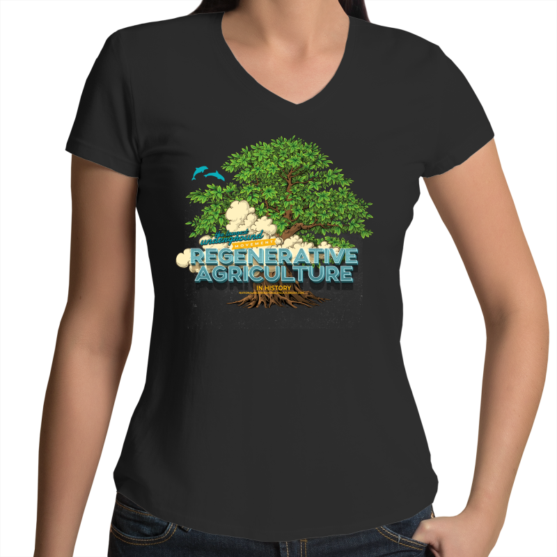 'Tree cloud'  AS Colour Bevel - Womens V-Neck T-Shirt