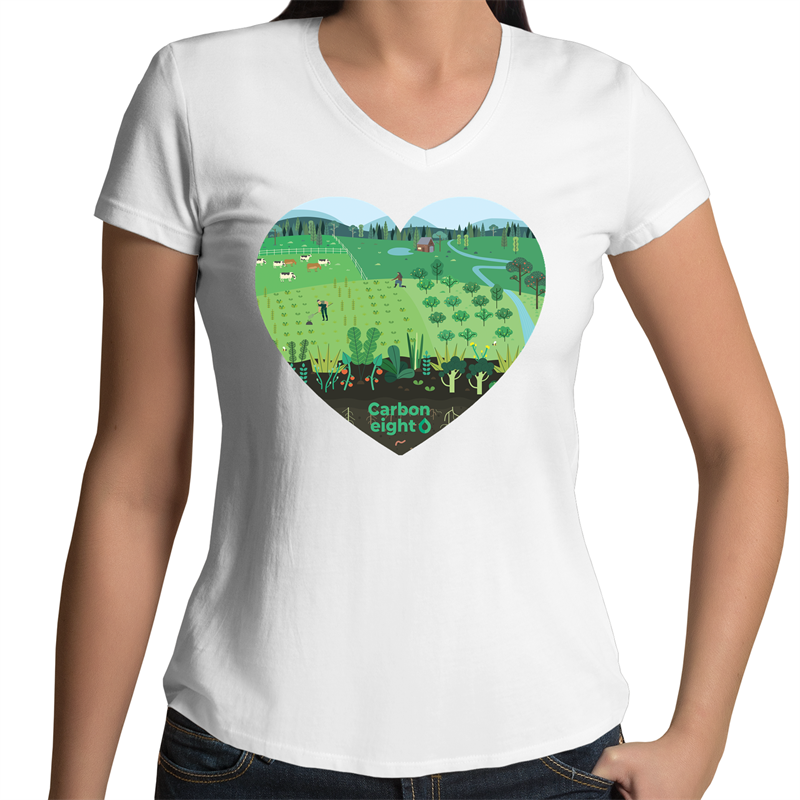 CARBONHEART -  AS Colour Bevel - Womens V-Neck T-Shirt