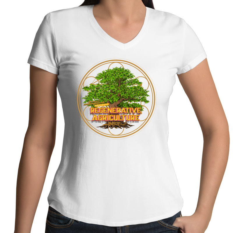 'Tree geometry' AS Colour Bevel - Womens V-Neck T-Shirt