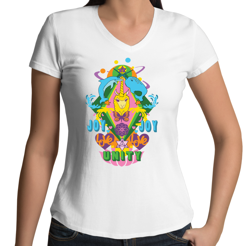 'Lama' AS Colour Bevel - Womens V-Neck T-Shirt