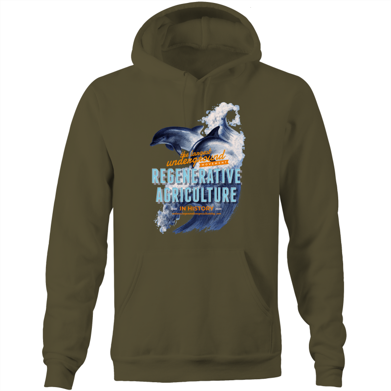 ' Dolphins'  AS Colour Stencil - Pocket Hoodie Sweatshirt