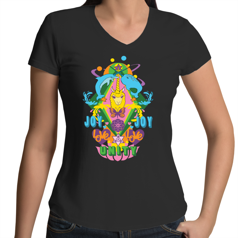 'Lama' AS Colour Bevel - Womens V-Neck T-Shirt