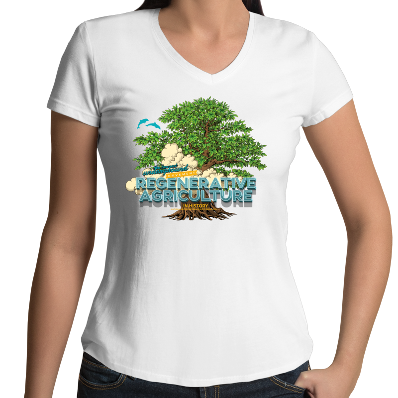 'Tree cloud'  AS Colour Bevel - Womens V-Neck T-Shirt